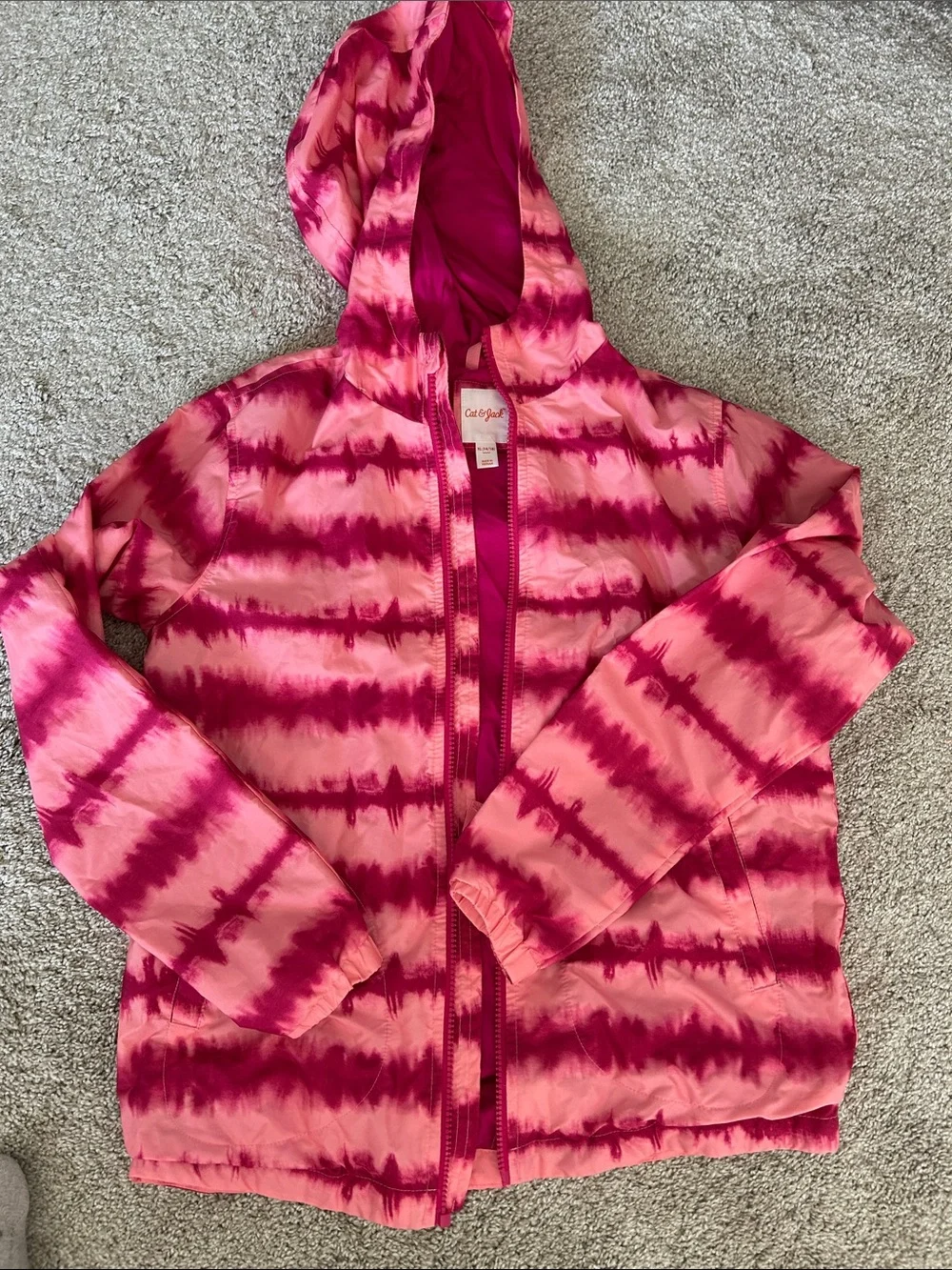 Cat & Jack Pink Tie-Dye Hooded Jacket